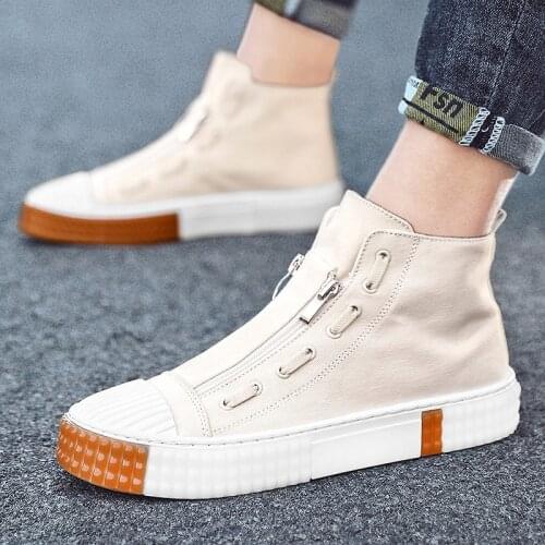 Fashion Men Canvas Shoes High-top Flat Outdoor Leisure Board Shoes Casual Light Comfortable Breathable Non-slip Men Sneakers New