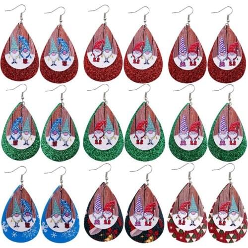 Fashion Teardrop Christmas Leather Earrings For Women Girls Jewelry Gifts Petal Antique Lightweight Handmade Drop Earrings