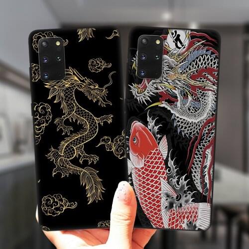 Fashion Vintage Chinese Dragon Case For Samsung S20 FE Ultra S8 S9 S10 Plus S7 Edge S10E S20Plus Lite Black Soft Silicone Cover