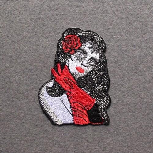 Iron On Patch Gothic Patches For Clothing Patch DIY Patches On Clothes Punk Skull Embroidery Patch Stripes Applique Accessory