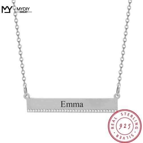 Personalized 925 Sterling Silver Couple ID Necklace Pendant Set Promise Ladies Jewelry Free Engraving Custom Necklace MYDIY