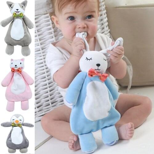 Animal Hand Puppet Plush Toys Pacify Blanket Comforting Infant Saliva Towel Sleeping Doll Baby Soothing Appease Towel Bib Toys