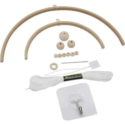 Bed Bell for Baby, DIY Wooden Mobile Frame for Crafts Natural Wood Mobile Hanger Mobile Kit Wind Chimes Bell Room 17Pcs