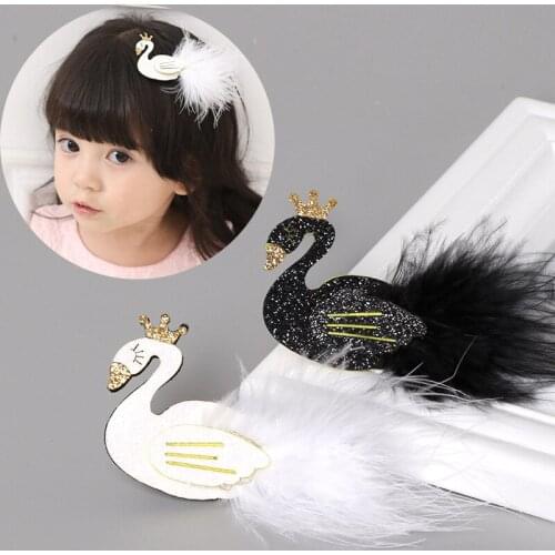 2019 New Beautiful White Swan Hair Clips Performance child Hair Accessory Noble Kids Headband Girl Accessories Feather Hair Clip