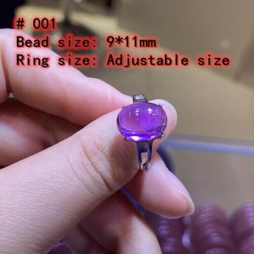 100% natural Amethyst adjustable ring 925 silver 9X11mm love Gift stone ring AAAA crystal healing stone low price