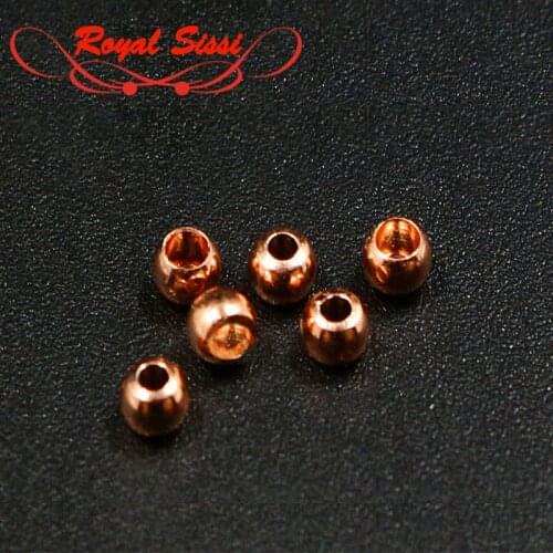 Royal Sissi 40pcs/set Fly tying brass beads 2/2.5/3.5mm round Copper Head beads fly tying materials midges wet flies nymph head