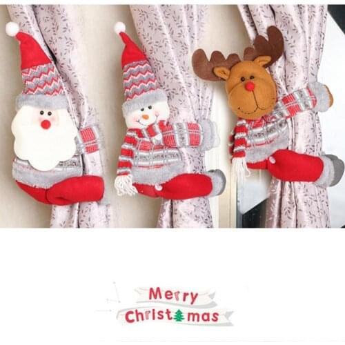 Santa Claus Elk Windows Christmas Curtain Decor Merry Christmas Decor for Home Christmas Gifts Navidad 2020 Happy New Year 2021