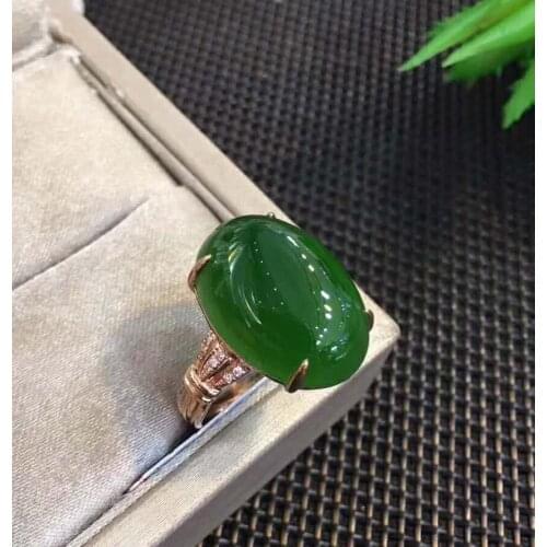 18K rose gold with diamonds set with top old ingredients spinach green and Tian Biyudan ringh73