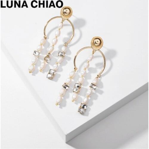 LUNA CHIAO 2020 Fashion Jewelry Fresh Water Pearl Drop Statement Earrings Jewelry for Summer