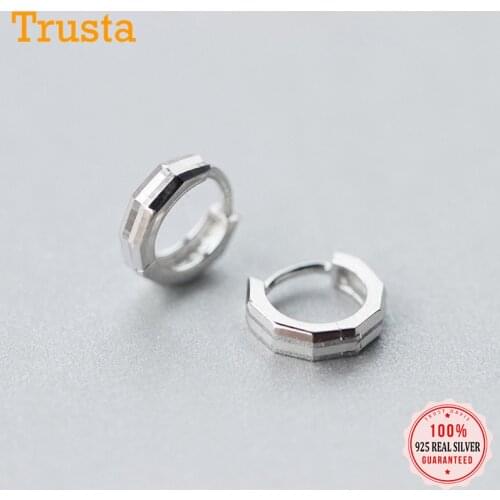Trusta 100% 925 Sterling Silver Hoop Geometric Ear Cuff Clip on Earrings For Women Girl Without Piercing Earings Jewelry DS486