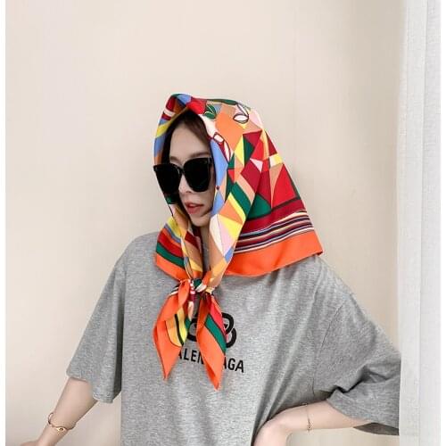 2021 new spring women scarf quality shawl silk fashion scarf headscarf beach sunscreen bag headscarf scarf 90cm*90cm
