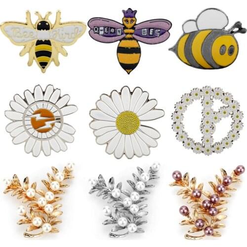 Cute Bee Brooch pin Fly Insect Daisy Cosmos Brooches Enamel Pin Brooches&pins Jewelry Safety pin Shirt Dress Party Corsage