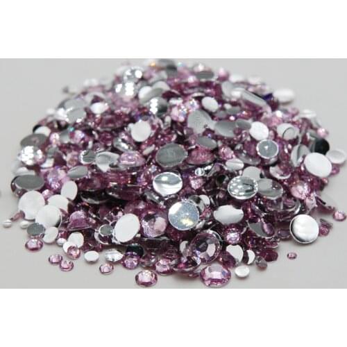 Glue On rhinestone For Nails Art Decoration Mixed Sizes Light Pink Flat Back Non Hotfix Glue On Diamonds