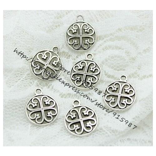Sweet Bell Wholeslae (60 pieces/lot) 15*18mm Antique Metal Alloy Round Double sided hollow Charms Jewelry Charms D0514