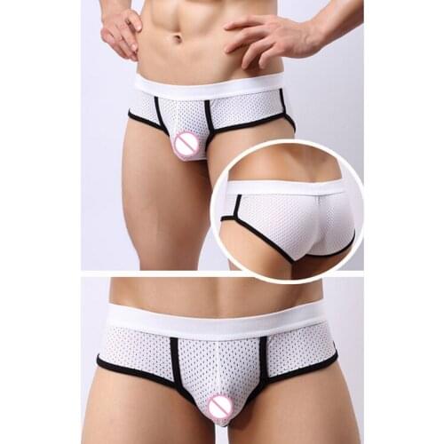 Newest M-XL Sexy Low Waist U Convex Bulge Pouch Briefs Mens Acrylic Mesh Brief Underwear 3 Colors Underpants High Quality