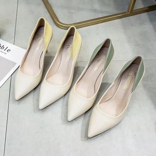 Pointed toe Shallow mouth High Heel Shoes Women shoes Sexy Concise Elegant Womens High Heels Sexy Bride Party mid Heel U14-41