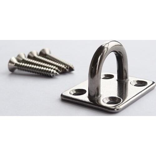 Pad Eye Plate Dquare Rectangle 6mm Stainless Steel AISI 316 A4 with Screws Marine Hardware Architecturial Tigging Cable Fitting