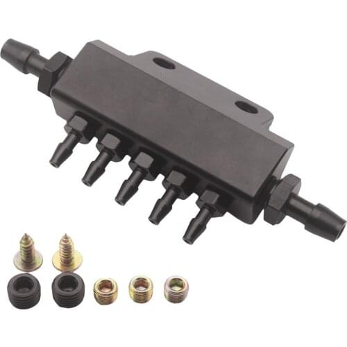 Vacuum Intake Manifold 5 Port 1/8NPT Aluminum Turbo Boost Block Intake Black