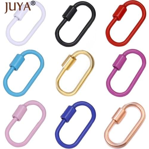 JUYA Jewelry Making Clasps Enamel Oval Shaped Lock Carabiner Smooth Copper Clasp DIY Necklace Bracelet Jewelry Findings
