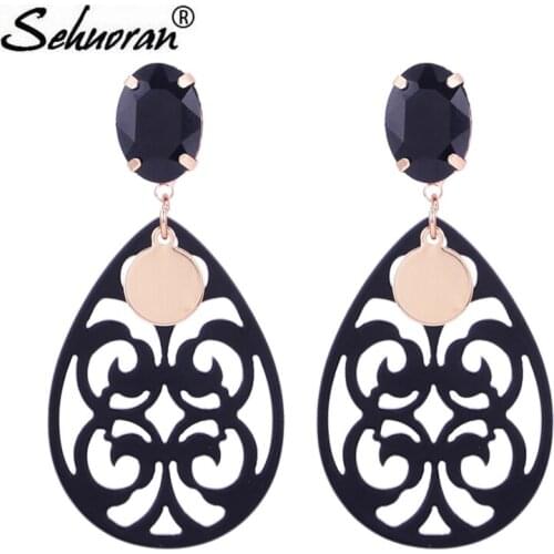 Sehuoran Brinco Brincos Originality Trendy Water Drip Resin Engraving Drop Earrings For Women Elegant Design Jewelry Wholesale