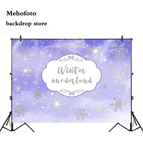 Mehofoto Winter Onederland Backdrop Newborn Baby Girls 1st First Christmas Holiday Birthday Party Candy Table Decor Banner 188