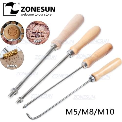 ZONESUN 5/8/10mm Wood Handle Custom Logo Stamp Food Cake Cookie Branding Iron Leather Wood Burning Mold Stamping Tool