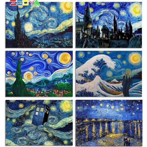 ZOOYA Diamond Embroidery Van Gogh Abstract Oil Painting DIY 5D Diamond Painting Van Gogh Starry Night Hobby Craft Home Decor