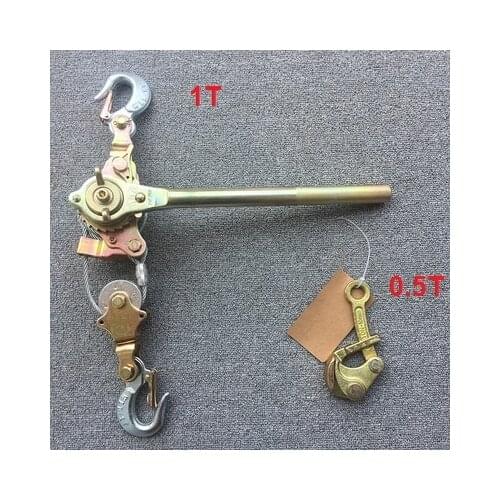 1T hand puller with wire grip , Japanese style ratchet cable puller hand steel wire rope puller ratchet pulling wire gri