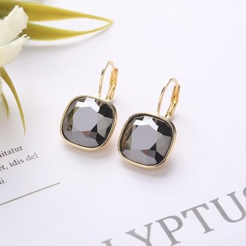 2021 New Design Square Stones Earrings With French Hook Lever Back For Fashion Girls Wedding Gifts