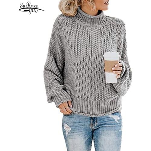 2021 Winter Knitted Sweater Jumper Basic Turtleneck Long Sleeve Sweater Autumn Tops Fashion Women Pullover Soft Warm Pull 17153