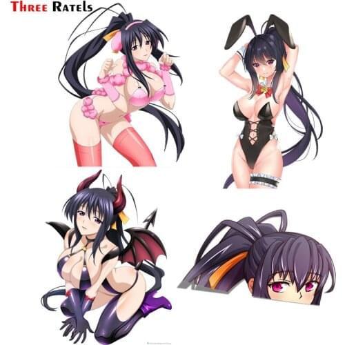 Three Ratels FC108 3D High School Akeno Himejima Sexy Peeker Car Stickers And Decals Waterproof Scratch-proof Sticker DIY Anime