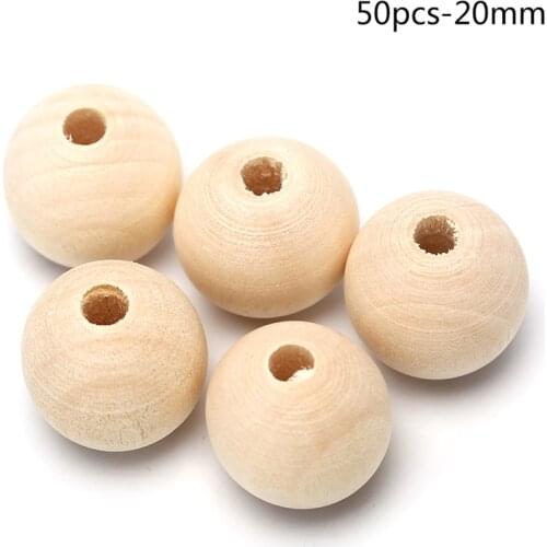 50/100PCS DIY Natural Ball Round Spacer Wooden Beads 7 Sizes Eco-Friendly Natural Color Wood Beads Lead-Free Wooden Balls