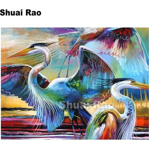 Diamond embroidery paintings Crane birds diy diamond painting full square round 5d cross stitching mosaic wall stickers decor
