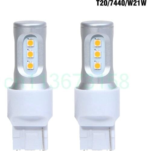 Car T20 LED 6000K White High Power 7443 W21/5W LED Bulbs 12V For Turn Signal Lights, Daytime Running Lights, Reverse Lights