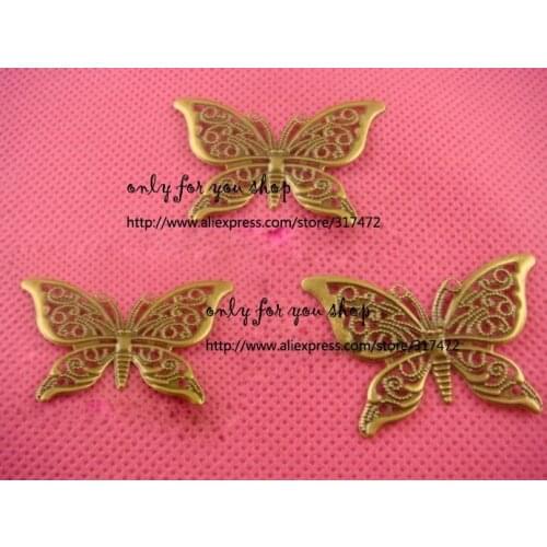 Free ship!! 200pcs/lot antique bronze butterfly metal pendant - filigree stamping base 38*26mm for jewelry making