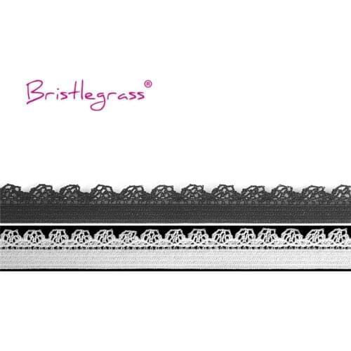 BRISTLEGRASS Wholesale 50 Yard 3/8" 10mm Picot Loop Edging Decorative Lace Trim Elastics Spandex Bands Lingerie Underwear Sewing