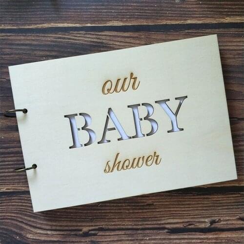 Wooden Our Baby Shower Guest Book Rustic Baby Shower Guestbooks Wood Scrapbook Memory Book Gift Support Custom