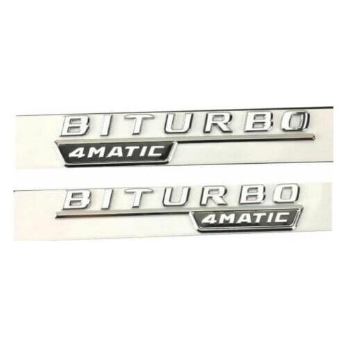 For 2x 4MATIC BITURBO Emblem Badge für Auto TURBO 4MATIC CLS GLC GLA E63 Chrom