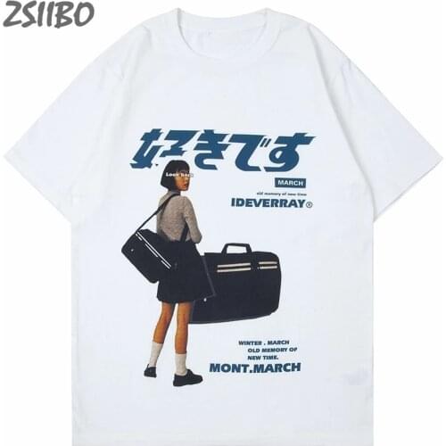 Harajuku Vintage Unisex Mens Tshirt Girl Japanese Kanji Printed Short Sleeve T Shirt Summer Casual T-Shirt Tops Streetwear Tees