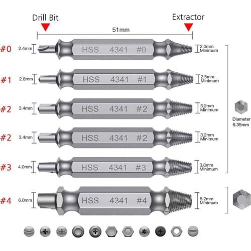 Drill Bits Screw Removers Reverse Silver Anti-rust Tools Supplies 6pcs