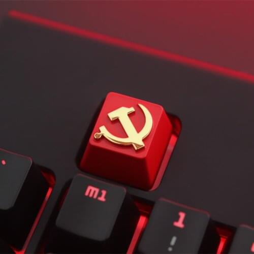1 PCS Keycap Communist Party Or Pentagram Personalized Embossed Zinc Aluminum Metal Keycaps Mechanical Keyboard R4 Height Button