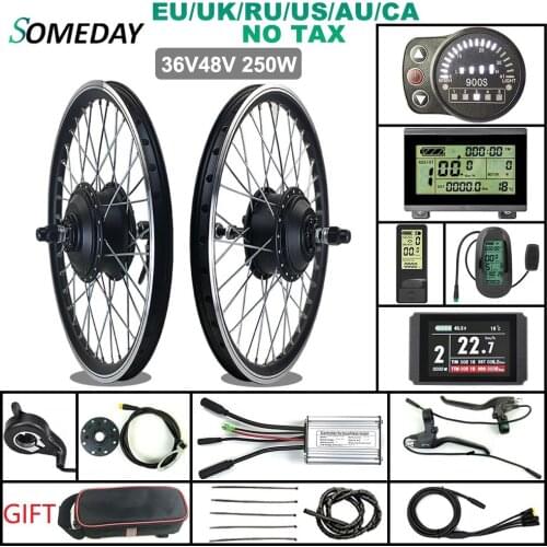 SOMEDAY Whole Woterproof Plug 36V/48V 250W E-bikeConversion Kit 16-29" 700C Rear Cassette Hub Motor Wheel for Electric Bicycle