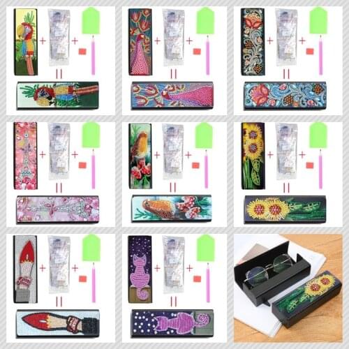 DIY Special Shaped Diamond Painting Glasses Storage Box Leather Sunglasses Storage Case Diamond Craft Container Box Gift