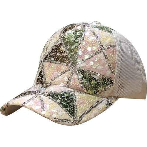 Summer Womens New Geometric Sequin Net Hat Female Sun Visor Baseball Cap
