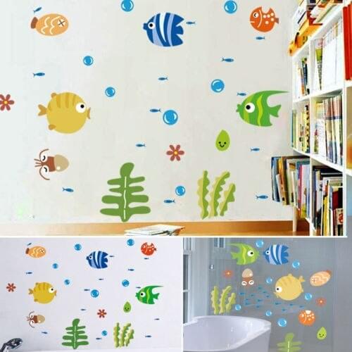 Cute Cartoon Fish Bubble Wall Sticker Kids Nursery Kitchen Bathroom Wall Decal wall sticker