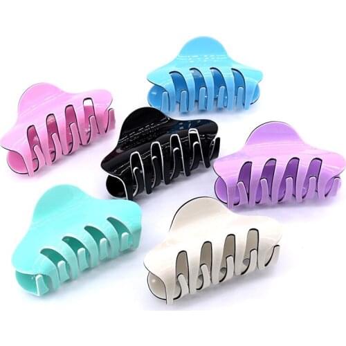 Fashion Women Lady Candy Colors Acrylic Hair Claw Hair Clips Barrette Crab Clamp Hair Accessories Headwear