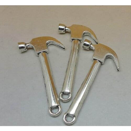 Nevstop 20Pcs/lot Antique Silver Hammer Charms Tool Pendant 28x53mm Jewelry Supplier