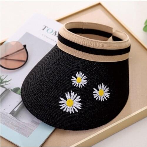 New Floral Women Summer Hat Female Elegant Embroidery Straw Sun Hat Wide Brim Visor hat For Girls Beach Hats Fashion Cap Ladies