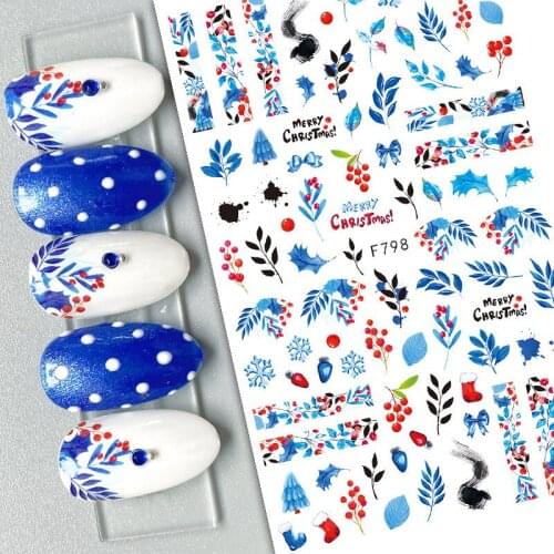 Newest F 798 flower pattern 3D nail sticker decal stamping back gule DIY nail decoration wraps