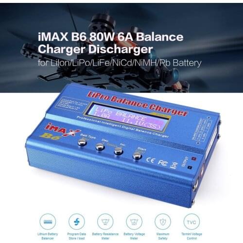 Original iMAX B6 80W 6A Lipo NiMh Li-ion Ni-Cd RC Balance Charger 10W2A Discharger with 15V/6A AC/DC Adapter for RC ModelBattery